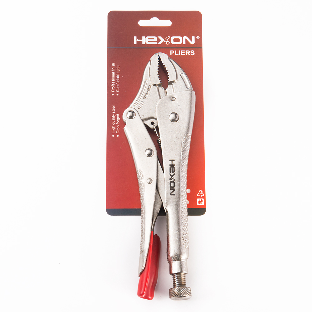 Three Rivets Curved Jaws Locking Pliers With Dipped Handle